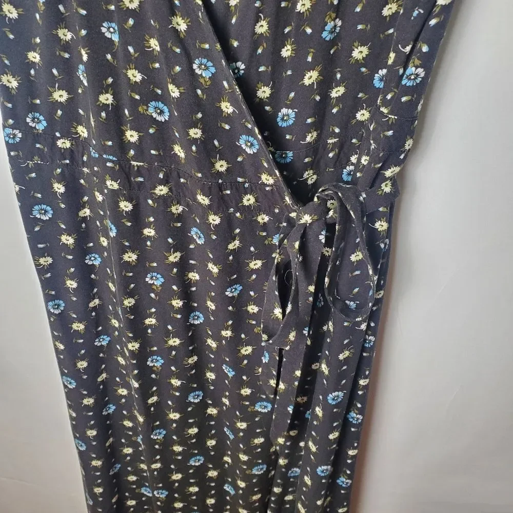 J.Crew Navy Floral Wrap Midi Dress Size Small
